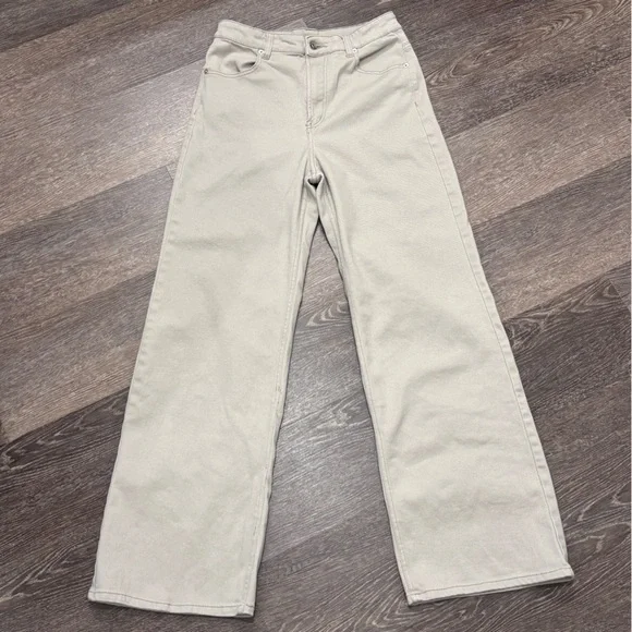 Divided H&M Cream Wide Leg Jeans | High Waist Neutral Denim | Women’s 8 (Fits 6) - Picture 5 of 12